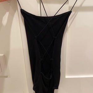 Black open back zig zag body suit!